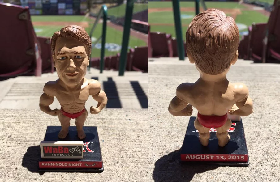 arnold schwarzenegger bobblehead - lake elsinore storm - san diego padres
