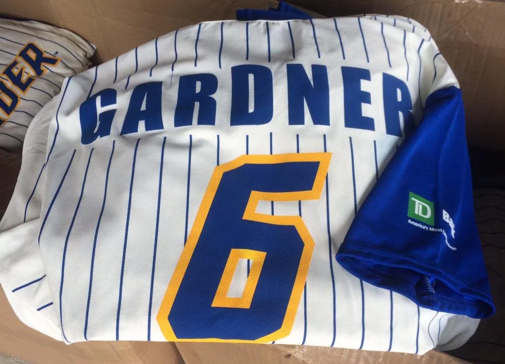 brett gardner replica jersey - trenton thunder yankees - april 19, 2015