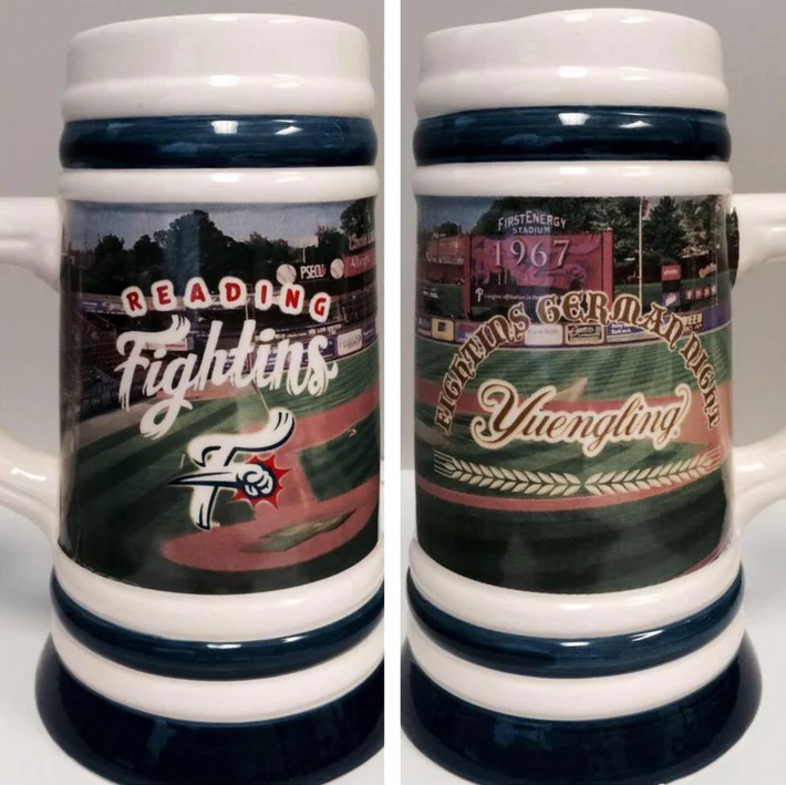 ceramic beer stein - reading fightins - philadelphia phillies