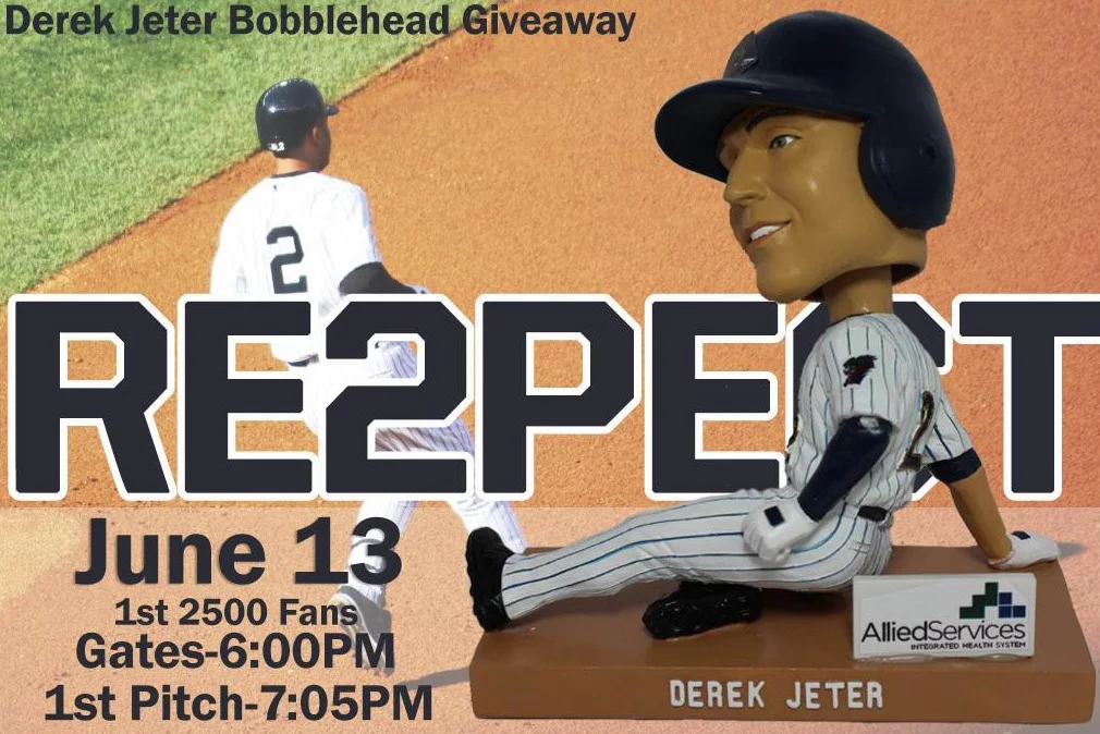 derek jeter bobblehead - swb railriders - new york yankees