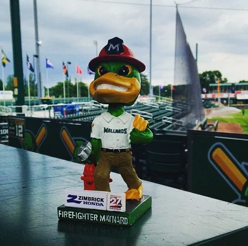 firefighter bobblehead - madison mallards - northwoods league