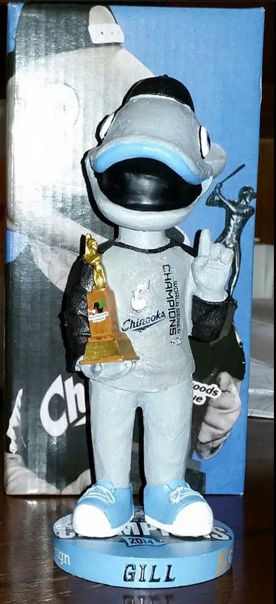 gill championship bobblehead - lakeshore chinooks - northwoods league