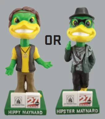 hippy and hipster mallard bobbleheads - madison mallards - northwoods league (2)