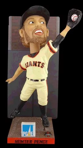 hunter pence wall catch bobblehead - sacramento river cats - san francisco giants