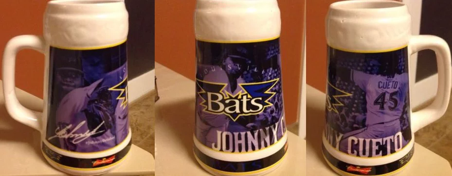 johnny cueto beer stein - louisville bats (2)