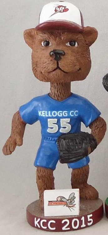 kcc mascot blaze bobblehead - battle creek bombers - northwoods league