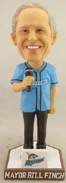 mayor bill finch bobblehead - bridgeport bluefish - atlantic league professional baseball