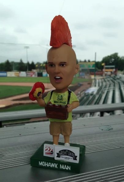 mohawk man bobble-mohawk - madison mallards - northwoods league (2)