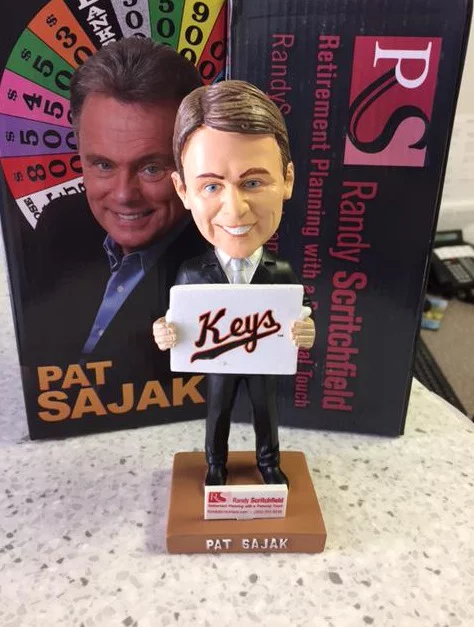 pat sajak bobblehead - fredicksburg keys - baltimore orioles