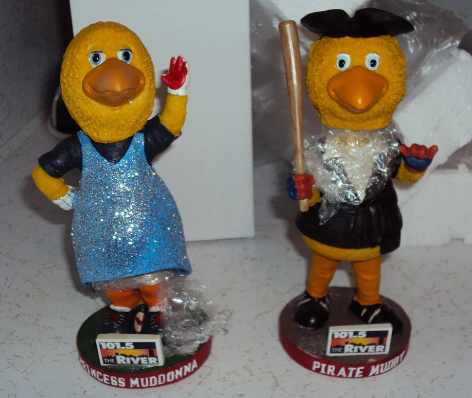 princess muddonna and pirate muddy bobbleheads - toledo mudhens - detroit tigers