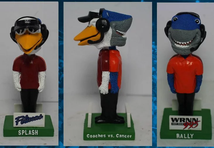 splash and rally bobblehead - myrtle beach pelicans - chicago cubs