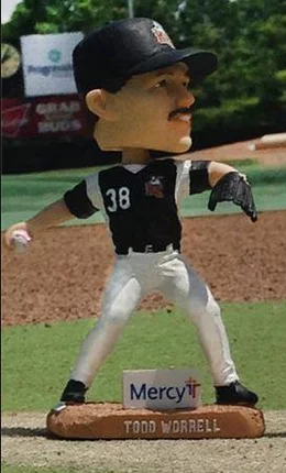 todd worrell bobblehead - river city bandits - frontier league
