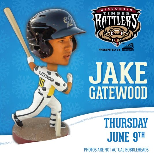 Wisconsin Timber Rattlers Jake Gatewood Bobblehead 6 92016 Stadium