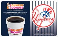 2018 2015-16 Dunkin Donuts Gift Card Mint. 2013 NEW YORK YANKEES SGA Card 