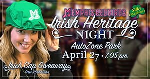 Memphis Redbirds Irish Cap 4-27-2018
