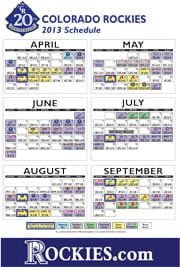 April 5, 2013 San Diego Padres vs Colorado Rockies – Magnet Schedule