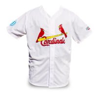 July 20, 2014 Los Angeles Dodgers vs. St. Louis Cardinals – Replica Home White Jersey with 2013 National League Champions Logo