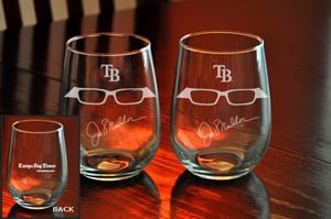 August 1, 2014 Los Angeles Angels vs Tampa Bay Rays – Joe Maddon Wine Glasses