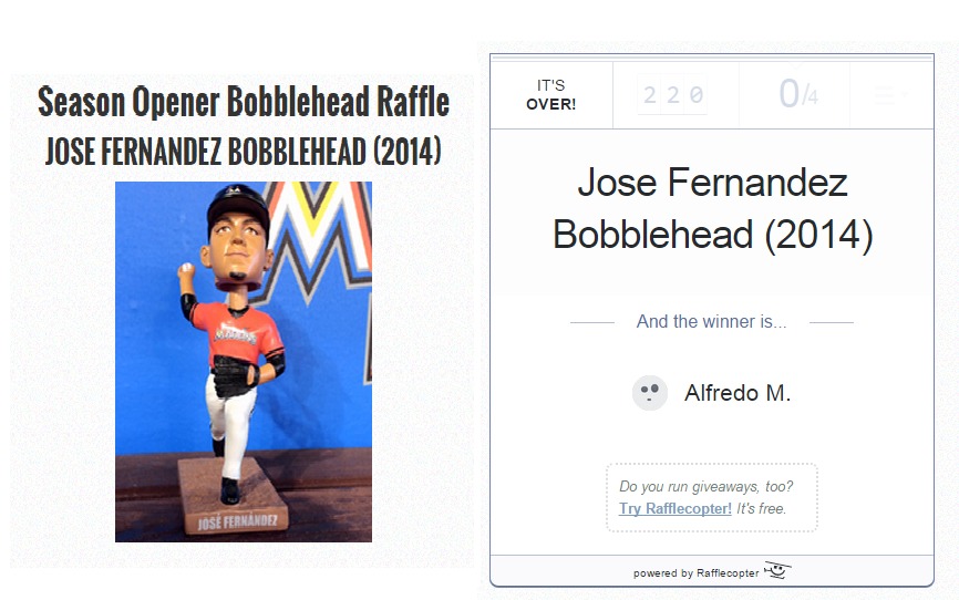 Season Opener Bobblehead Raffle – Jose Fernandez