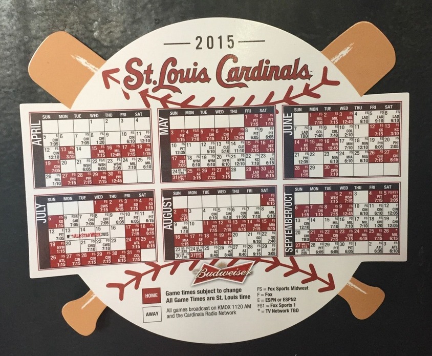 April 13, 2015 St Louis Cardinals vs. Milwaukee Brewers - 2015 Cardinals Magnet Schedule ...