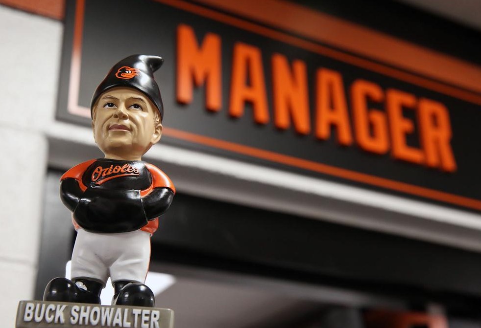 buck showalter garden gnome - baltimore orioles