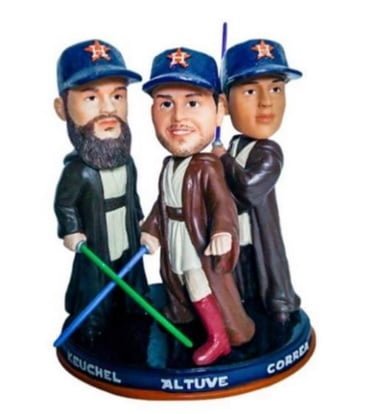 Houston Astros Jedi Council Triple Bobblehead featuring Altuve Correa and Keuchel 6-17-2016