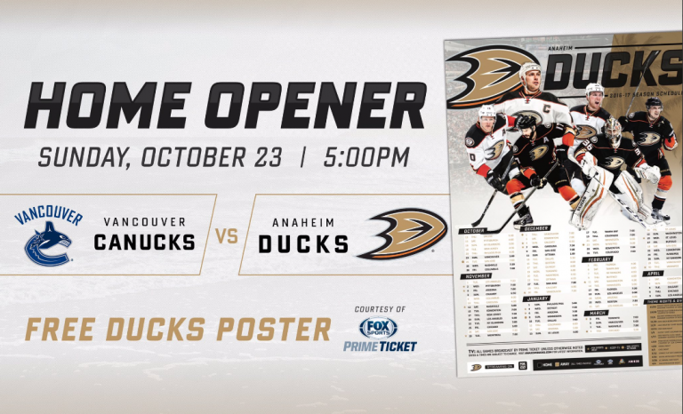 October 23, 2016 Anaheim Ducks – Ducks Poster