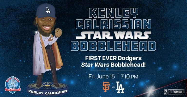 June 15, 2018 Los Angeles Dodgers – Kenley Calrissian Star Wars Bobblehead