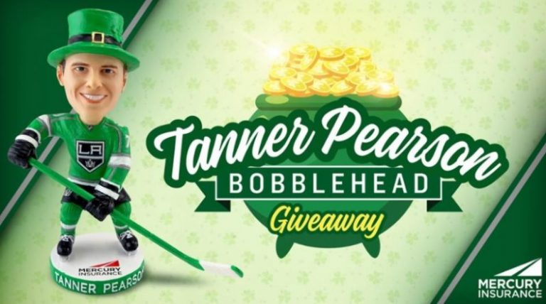 March 17, 2018 Los Angeles Kings – Tanner Pearson St. Patrick’s Day Bobblehead