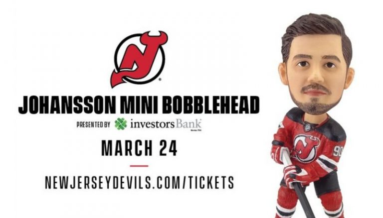 March 24, 2018 New Jersey Devils – Marcus Johansson Mini Bobblehead