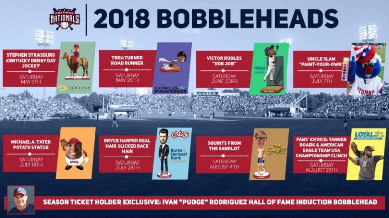 Potomac Nationals 2018 Promotional Stadium Giveaways