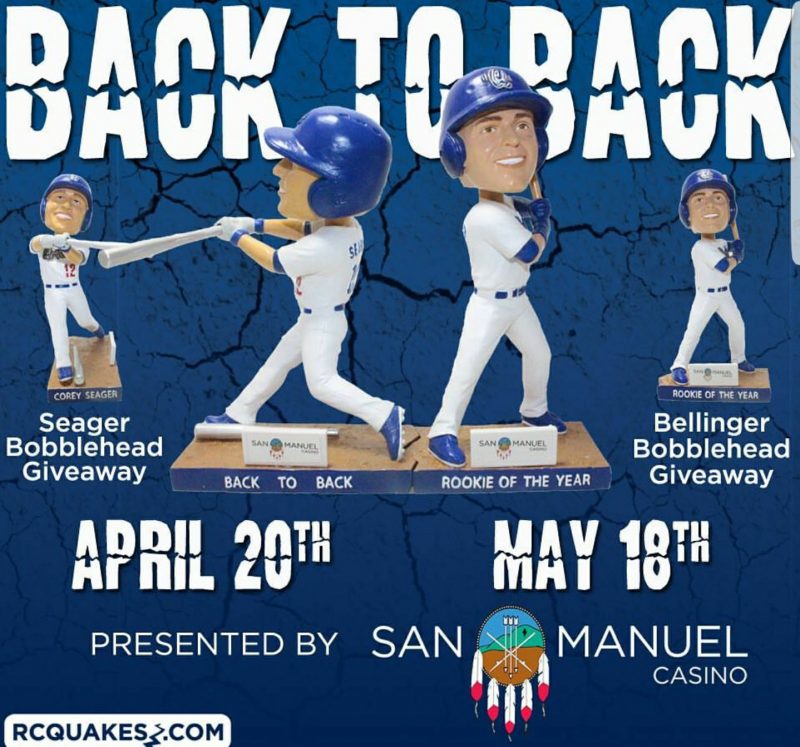 Cody Bellinger 2018 Rancho Cucamonga Quakes/Los Angeles Dodgers Bobblehead Bobble SGA 