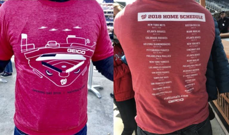 April 5, 2018 Washington Nationals – 2018 Schedule T-Shirt