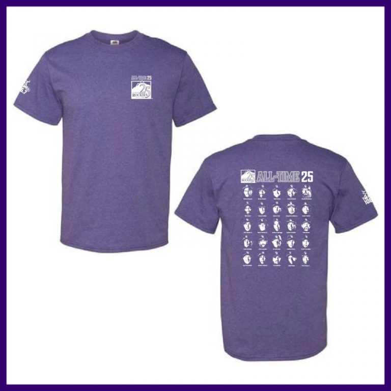 May 26, 2018 Colorado Rockies – 25th Anniversary “All-Time 25” Roster T-Shirt