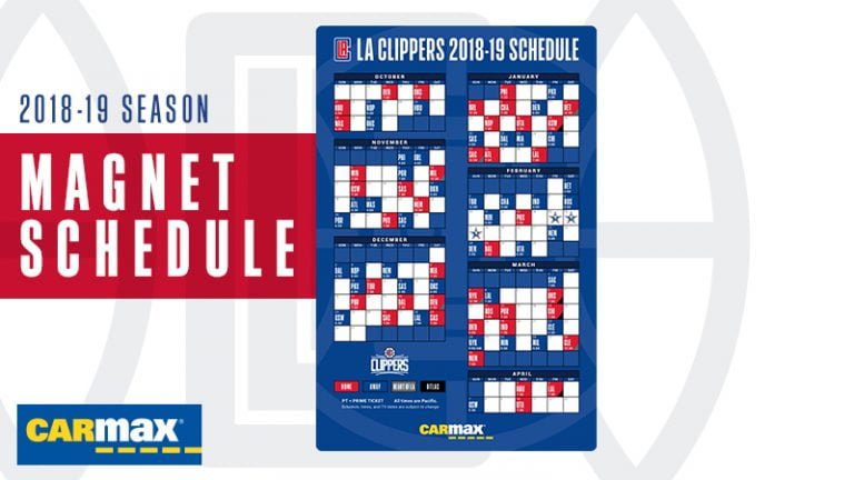 October 19, 2018 Los Angeles Clippers – MAGNET SCHEDULE