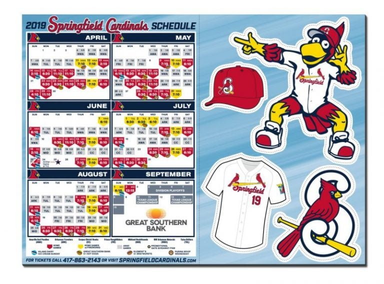 Springfield Cardinals 2019 Promotional Stadium Giveaways Stadium