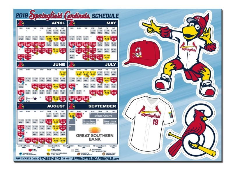 Springfield Cardinals 2019 Promotional Stadium Giveaways - Stadium Giveaway Exchange