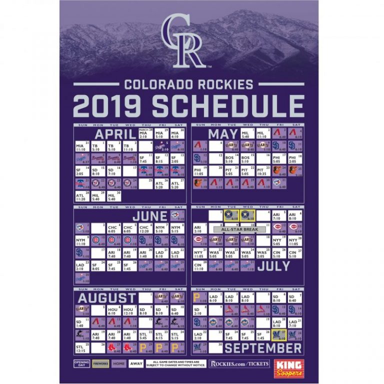 April 6, 2019 Colorado Rockies – 2019 Magnet Schedule