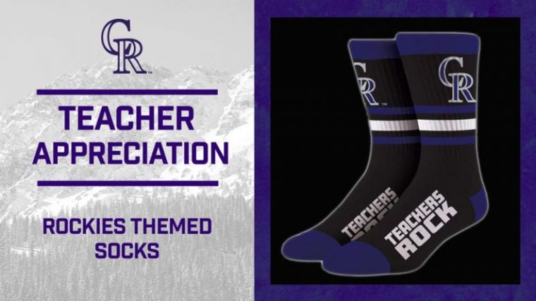 May 11, 2019 Colorado Rockies – TEACHERS ROCK-themed socks
