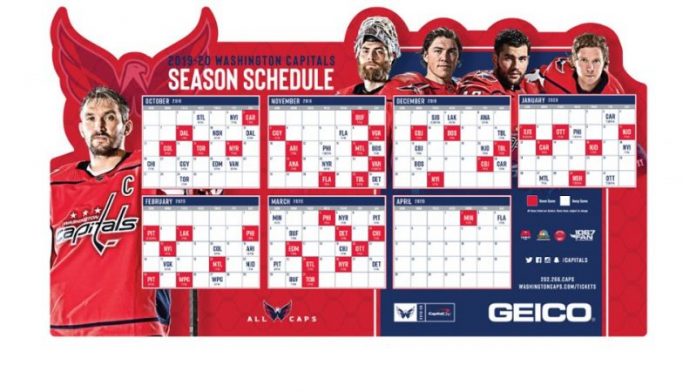 October 5, 2019 Washington Capitals - Schedule Magnet - Stadium Giveaway Exchange