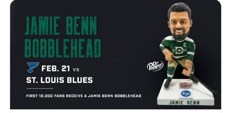 February 21, 2020 Dallas Stars – Jamie Benn Bobblehead