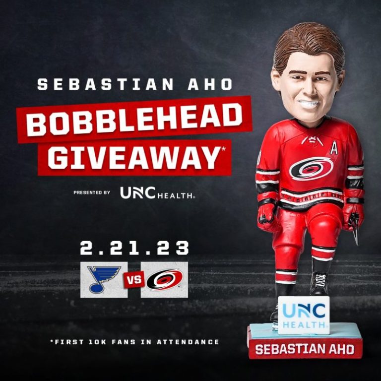 February 21, 2023 Carolina Hurricane – Sebastian Aho Bobblehead