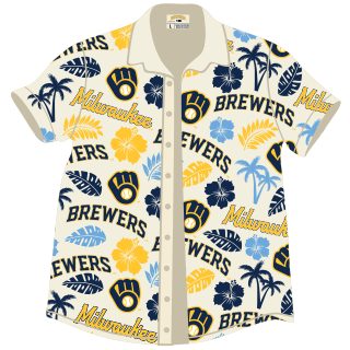 2023 Flower and Palm Trees Hawaiian Shirt - Milwaukee Brewers - Skullridding