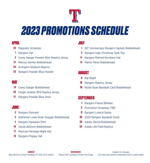 Rangers 2023 Stadium Giveaway Exchange