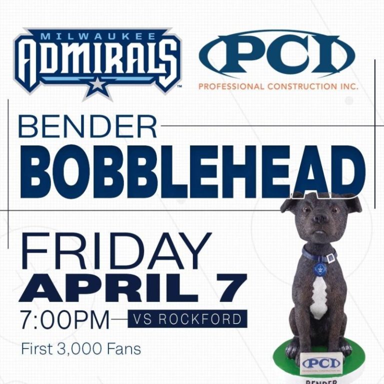 April 7, 2023 Milwaukee Admirals – Bender Bobblehead