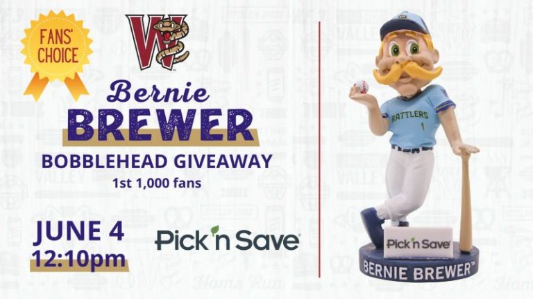 June 4, 2023 Wisconsin Timber Rattlers – Bernie Brewer Bobblehead