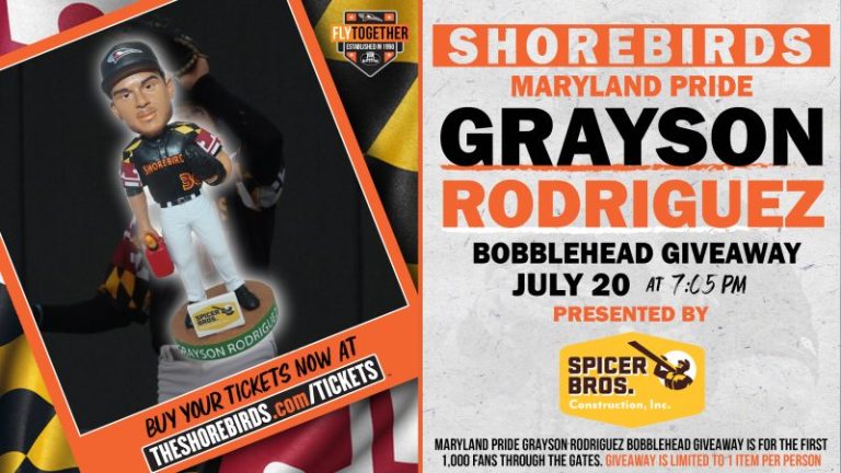 July 20, 2023 Delmarva Shorebirds – Garyson Rodriguez Bobblehead