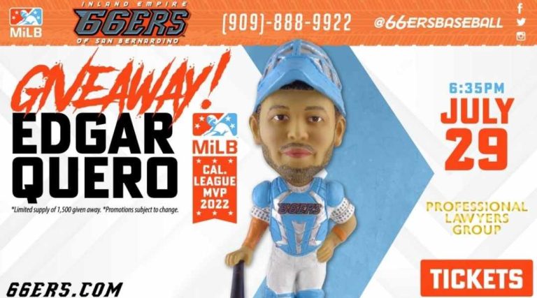 July 29, 2023 Inland Empire 66ers – Edgar Quero Bobblehead
