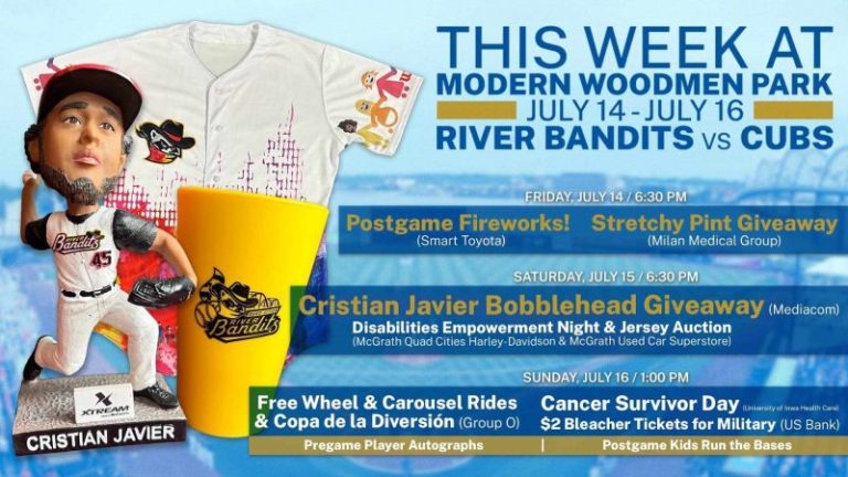 July 15, 2023 Quad City River Bandits – Cristian Javier Bobblehead
