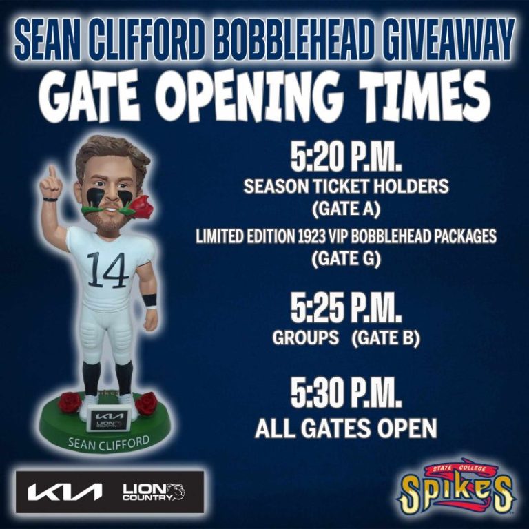 July 15, 2023 State College Spikes – Sean Clifford Bobblehead